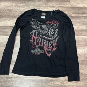 Harley Davidson Black Top Long Sleeve Graphic size large